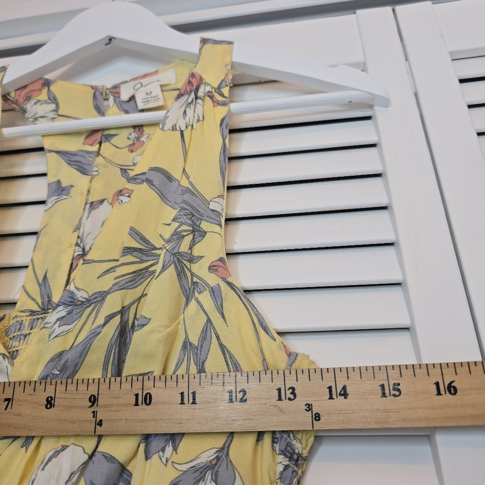 JAPNA Yellow Floral Maxi Dress Women's Sz Medium Smocked Cottagecore Boho Resort - Picture 9 of 11